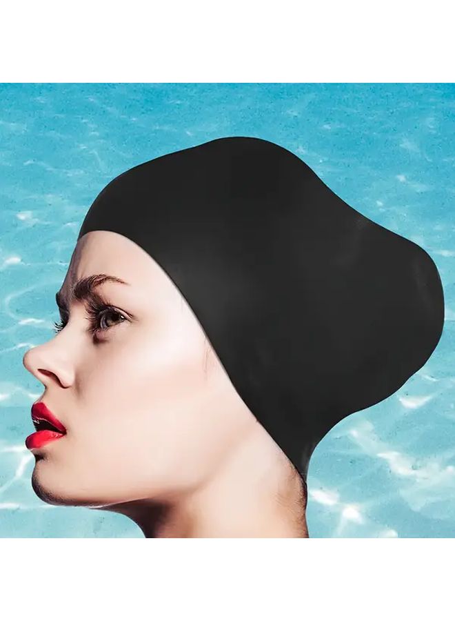 1pc Oversized Silicone Swimming Cap Waterproof Hat For Long Hair Ear Protection - Image 3